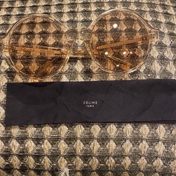 Celine Made in Italy Oversized Round Pink On Pink Sunglasses Gold Logo Inset - Picture 15 of 16